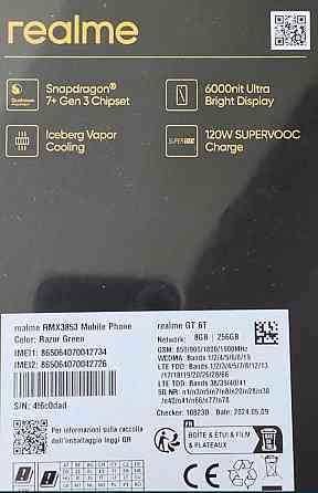 Смартфон: Realme GT 6T 5G 8/256Gb. RMX3853 NFC Razor Green Киев