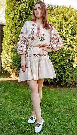 Платье - вышиванка женское, лён натуральный, вышитое лляное платье нарядное Киев