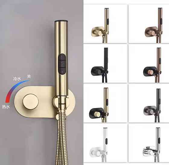 Душевой набор смесителя скрытого монтажа для гигиенического душа со шлангом (3 режима) Черный мат Винница