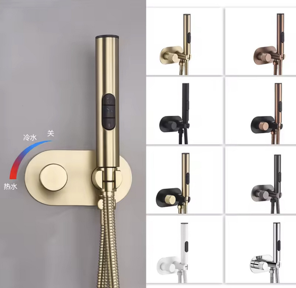 Душовий набір змішувача прихованого монтажу для гігієнічного душу зі шлангом (3 режими) Чорний мат Вінниця - фото 4