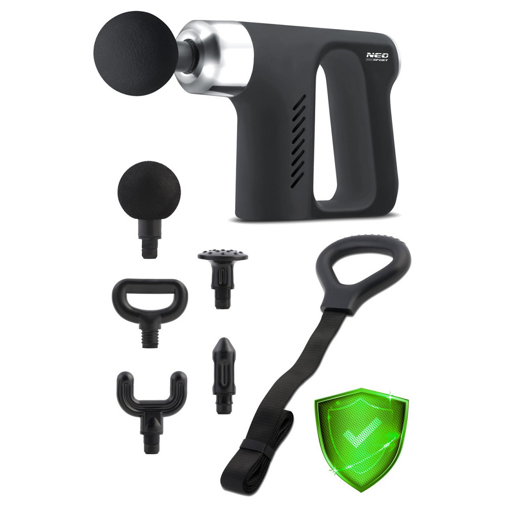 Массажный пистолет многофункциональный + 5 насадок NS-502 Neo-Sport черный Киев - изображение 10