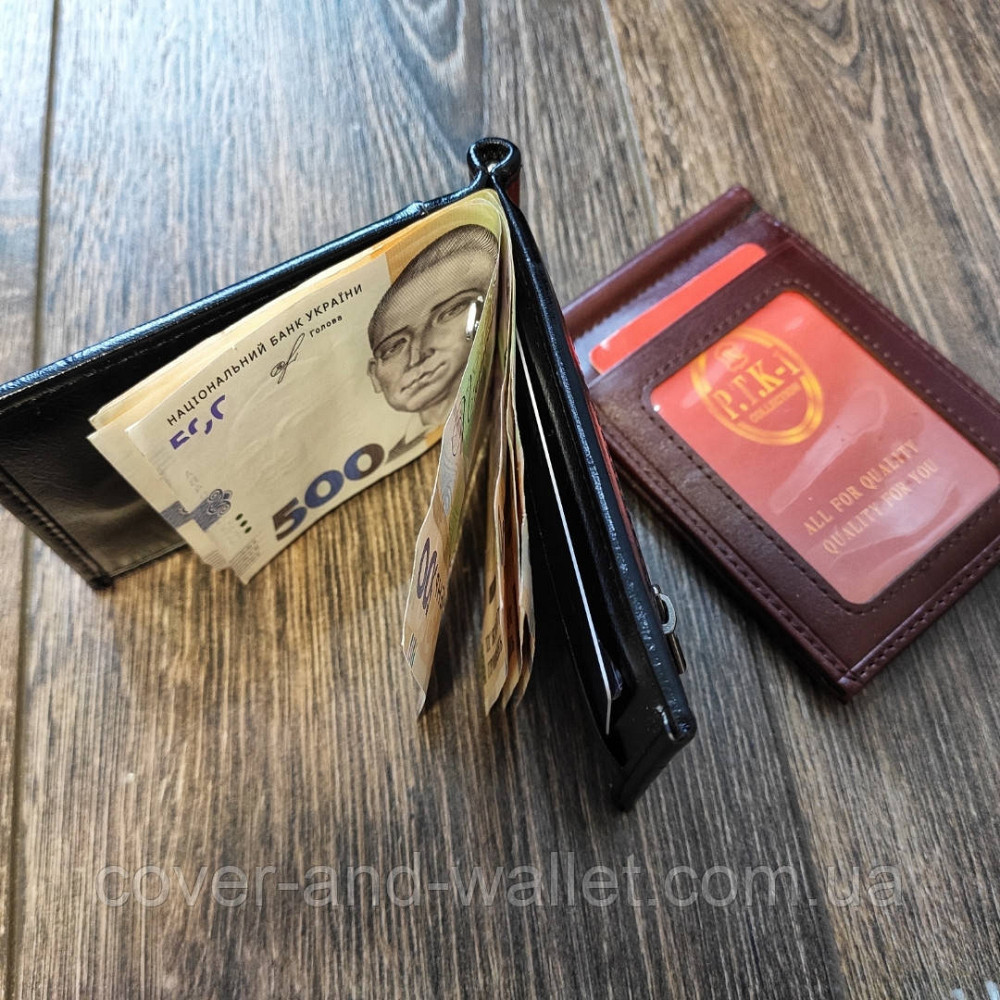 Зажим для денег с прозрачным окном на магнитах (черный) Киев - изображение 5