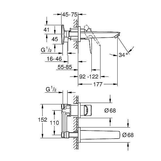 Смеситель скрытого монтажа для раковины Grohe BauLoop New 20289001 Киев