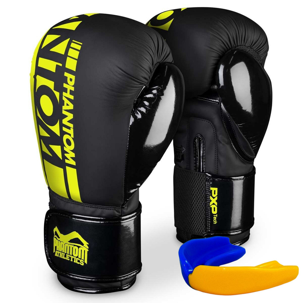 Боксерські рукавиці Phantom APEX Elastic Neon Black/Yellow 14 унцій (капа в подарунок) Луцк - изображение 1