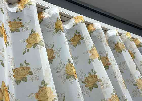 Тюль шифоновая с принтом цвет белый с оранжевым 1807т Киев