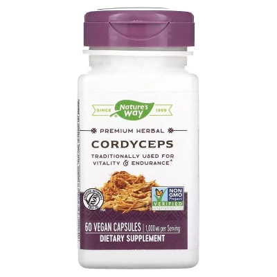 Витаминно-минеральный комплекс Nature's Way Кордицепс, 500 мг, Cordyceps, 60 вегетарианских капсул (NWY-15384) Винница - изображение 1