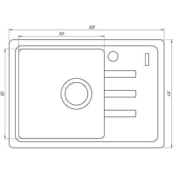 Гранітна мийка Globus Lux MONO сірий камiнь 620x435мм-А0005 Київ