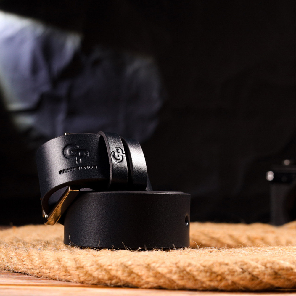 Классический брючный мужской ремень из натуральной кожи Grande Pelle 21451 Синий Киев - изображение 9