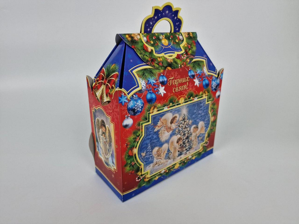 Новорічна подарункова картонна упаковка для цукерок (10000 гм) No202 "Ангели" (1 шт.) Харків - фото 1