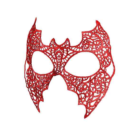 Карнавальна маска на лице на зав`язках 16 на 18 см червоний Київ