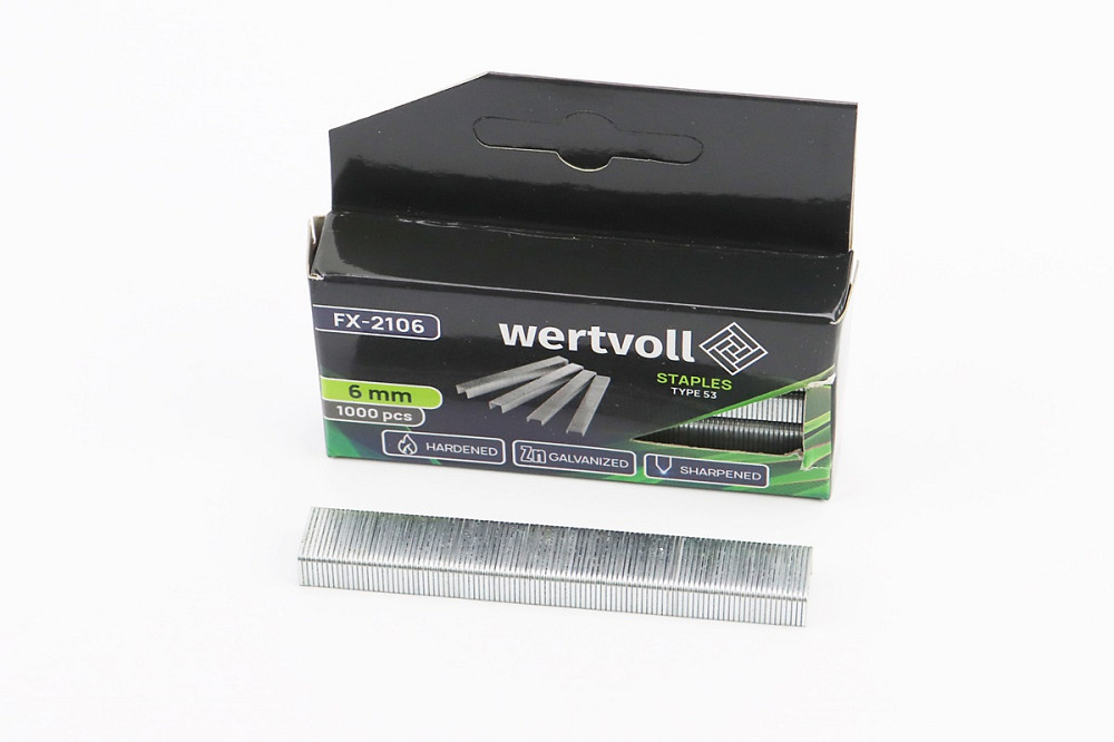 Скоби загартовані 6мм/11,3x0,75мм, R53, к-кт 1000шт FX-2106 Київ - фото 1