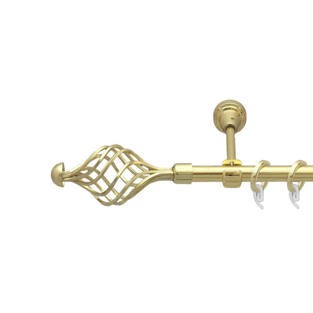 Карниз Orvit Арезо металевий однорядний відкритий гладка труба кільце фасонне металеве  Золото 16 мм 300 см (7751841) Львів - фото 1