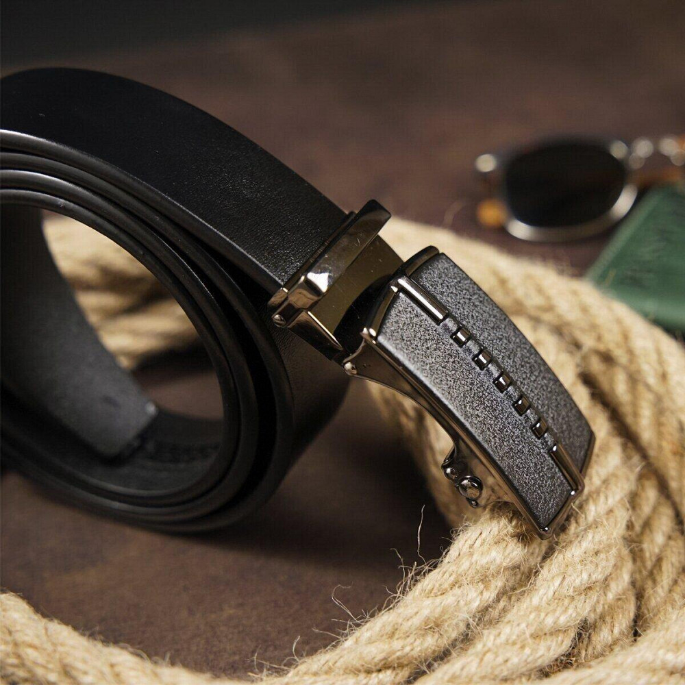 Ремінь чоловічий з пряжкою автомат матовою Vintage 20318 Чорний Київ - фото 8