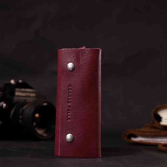 Жіноча шкіряна ключниця на кнопках Бордовий (GRANDE PELLE) Київ