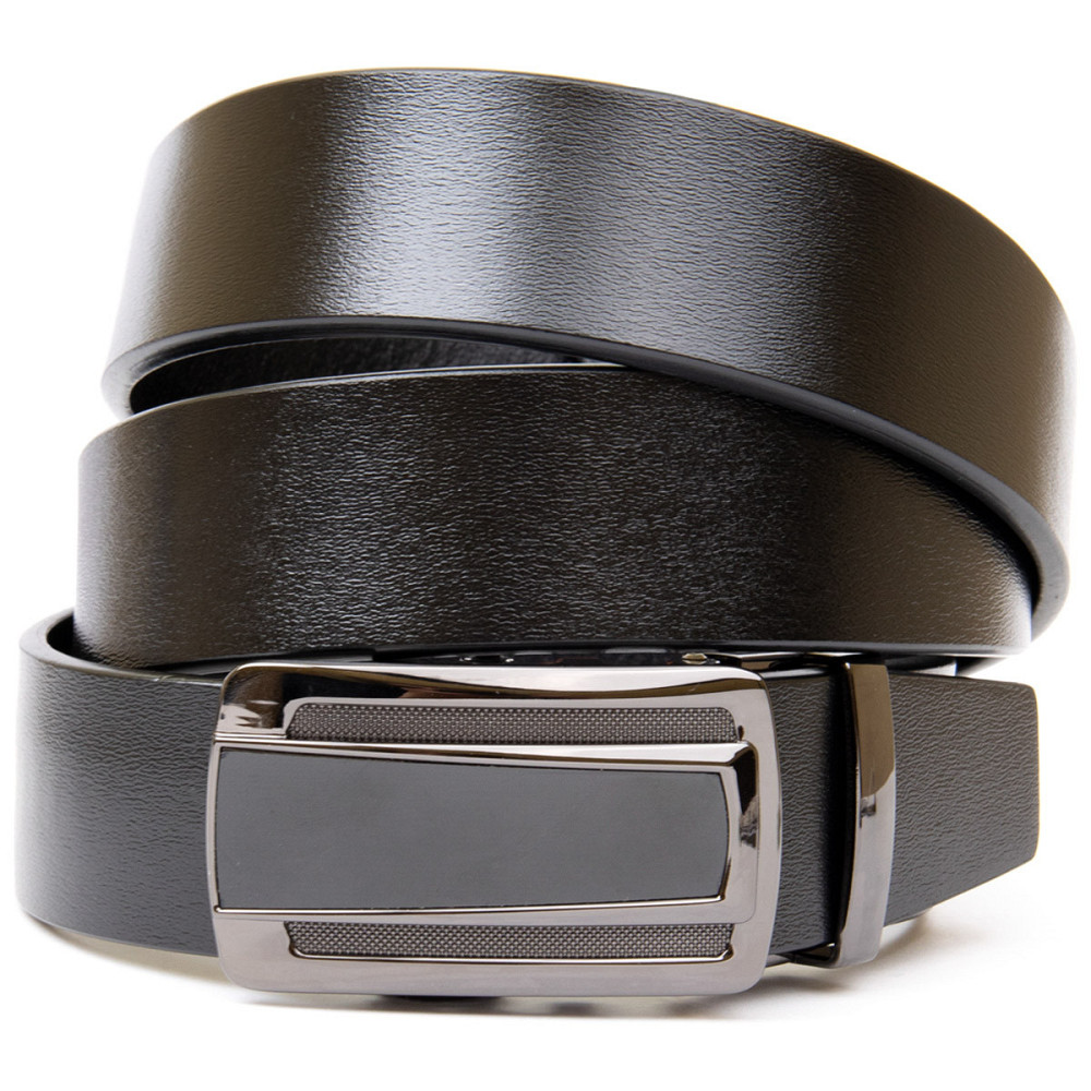 Ремень мужской с темной пряжкой автомат Vintage 20295 Черный Киев - изображение 1