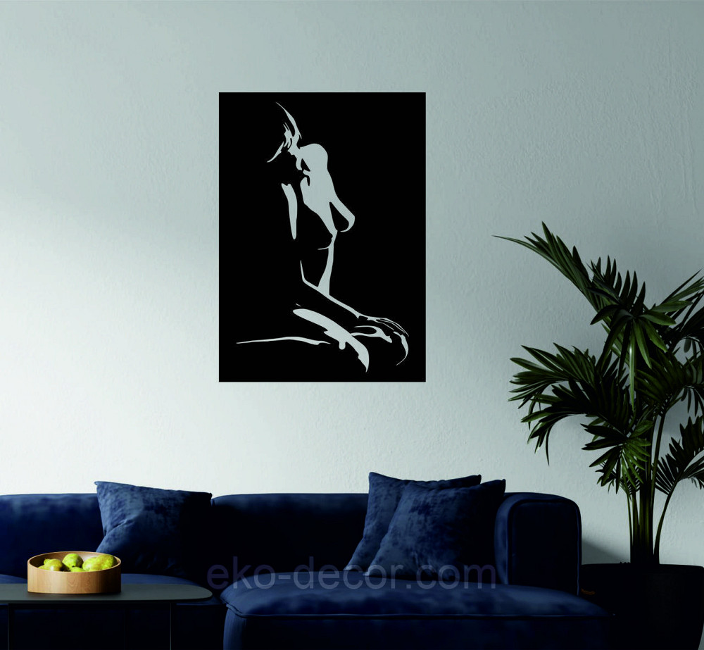Декоративное настенное Панно «Силуэт женщины», Декор на стену 70*50 см, Черный Киев - изображение 2