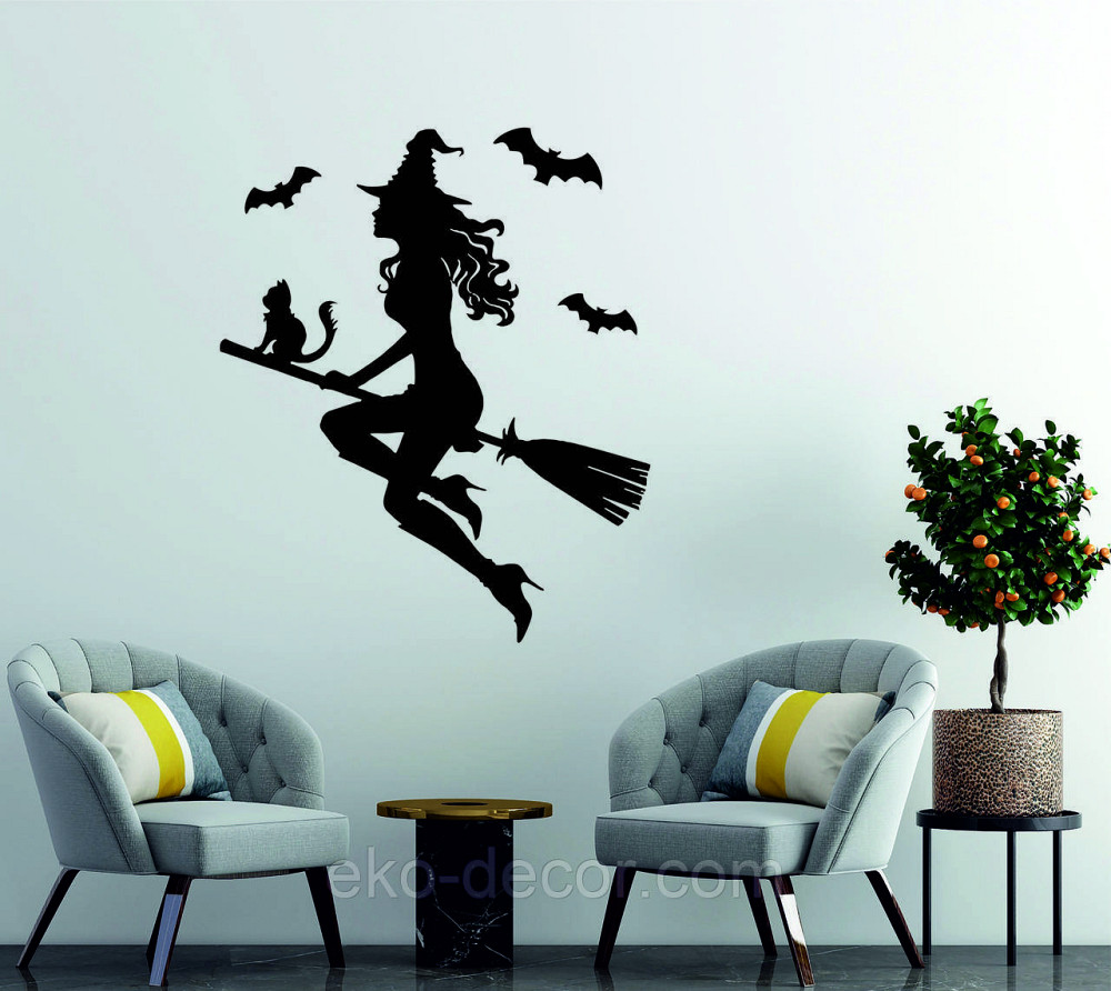 Декоративное настенное Панно «Ведьма», Декор на стену 70*58 см, Черный Киев - изображение 2