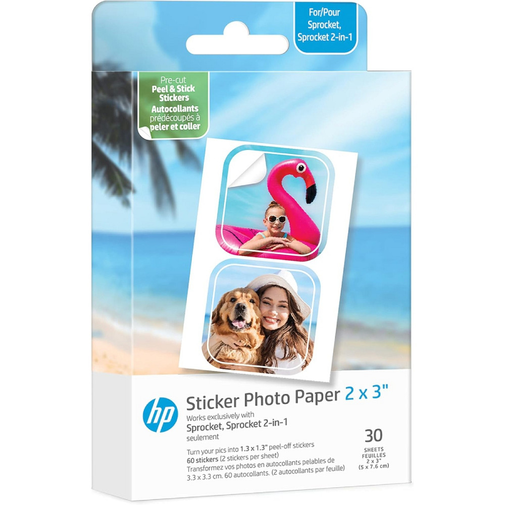 Фотопапір HP CutOut Sticker Zink 2"x3" Глянцевий, самоклеючий, стікери, 30 листів Вінниця - фото 1