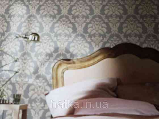 Обои виниловые на флизелине метровые Marburg Kingdom 31503 вензеля завитки молочные с золотом на сером фоне Киев