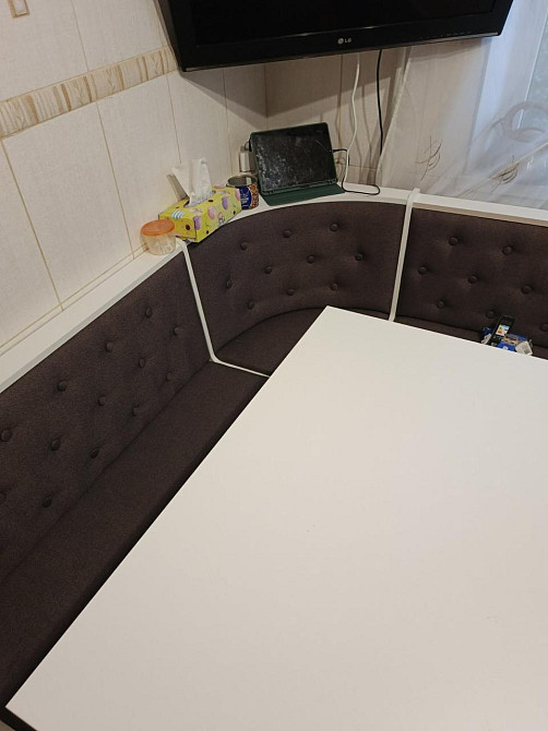 Уголок на кухню со столом 154х114 см (комплект угол и стол) / Белый (без табуреток!) Львов - изображение 7