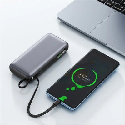 Батарея универсальная Acefast 20000mAh 130W PD, QC/3.0 USB-A+USB-C In/Out,build-in cable M22 Gray (6974316283904) Винница - изображение 6