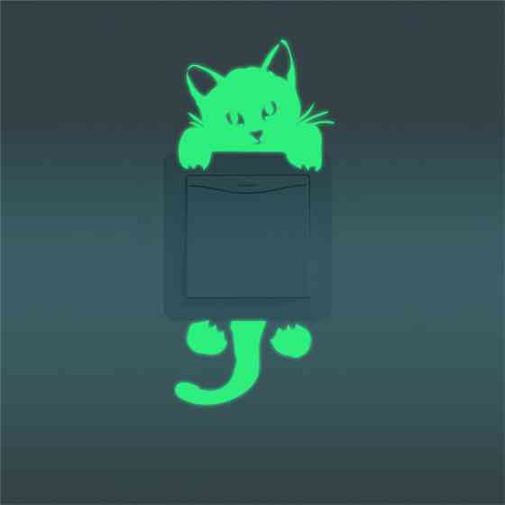 Фосфорная наклейка Кот 8 на 8 см салатовый Киев