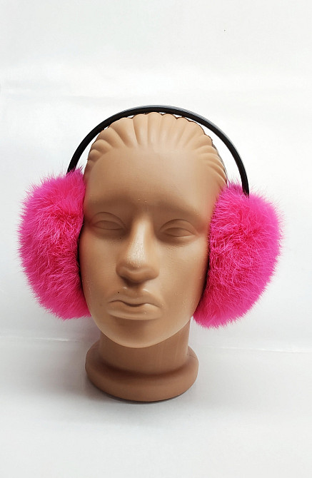 Хутряні навушники дорослі з кролика Малиновий Харків - фото 4