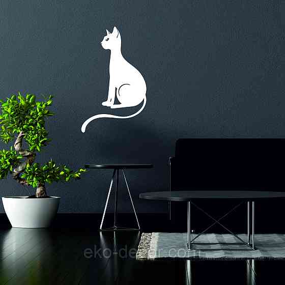 Декоративное настенное 3D Панно «Кот» Декор на стену с объемом 70*42 см, Белый Киев