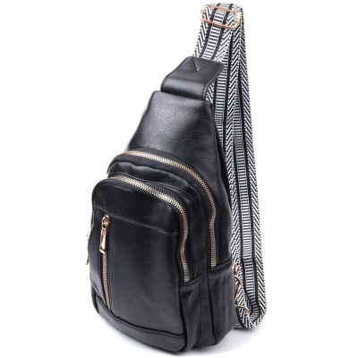 Сумка Vintage Слінг жіноча з екошкіри Чорна (22748) Вінниця - фото 1