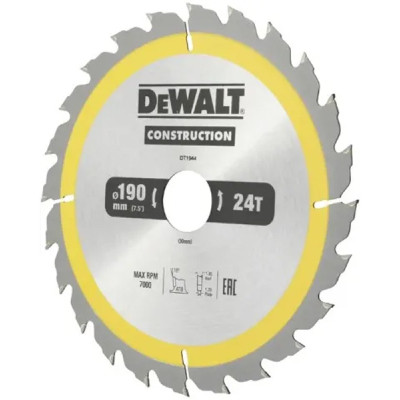 Диск пильний DeWALT CONSTRUCTION 190х30 мм, 24z (ATB), 16 градусів (DT1944) Вінниця - фото 2