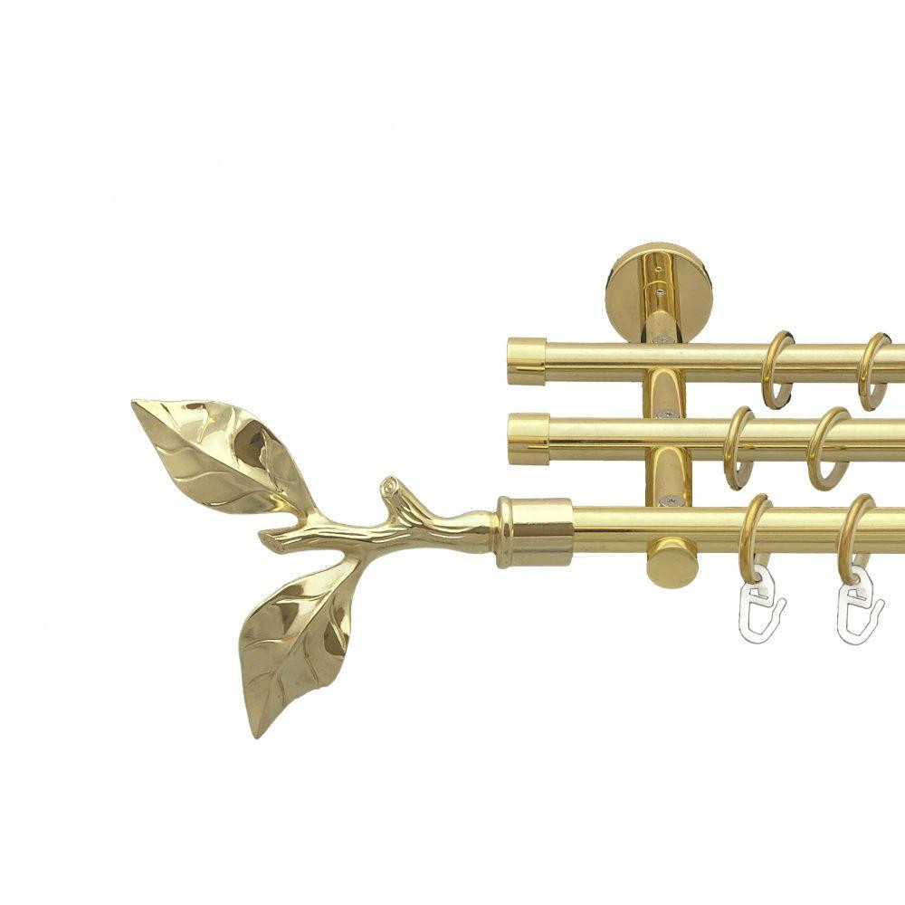 Карниз Orvit Листок Троянди металевий трирядний циліндр (20 см) гладка труба кільце металеве Золото 16\16\16 мм 300 см Львів - фото 1