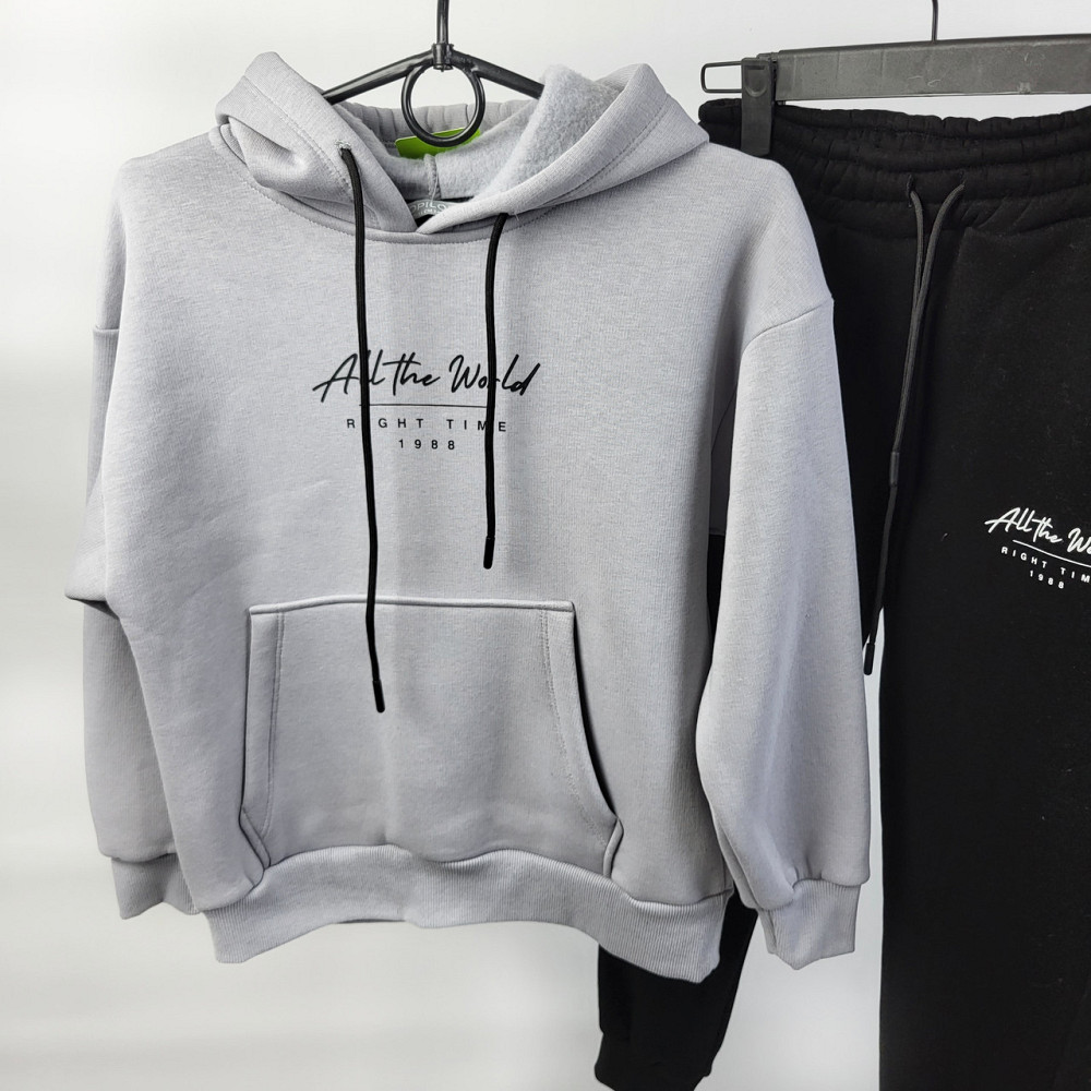 Детский подростковый спортивный костюм Турция для мальчика черный 3нитка флис 134,140,146 Николаев - изображение 2