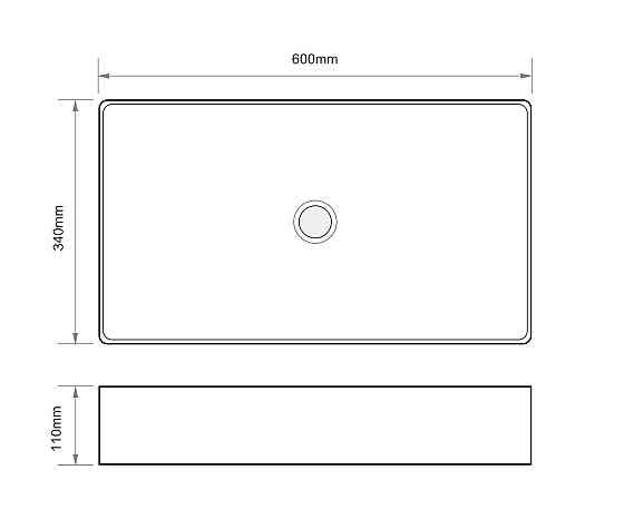 Раковина накладна Mixxus Premium QUADRO-0107 EDGE BLACK 600х340х110mm   ( MP6521 ) 26778 Харків