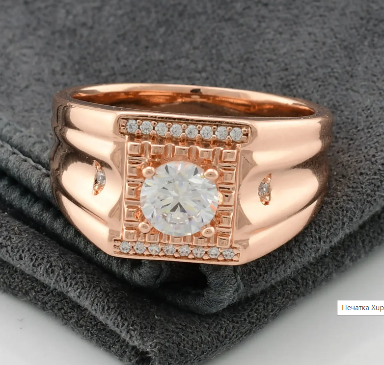 Печатка Xuping 15607 белые фианиты, позолота РО, размер 20, мужская Киев - изображение 3