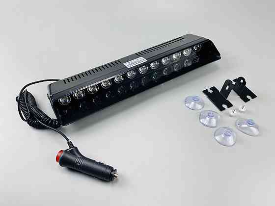 Маячок проблисковий S12 автомобільний стробоскоп 9-80V (12 led діодів) білий спалах (під скло) мигалка Мукачево