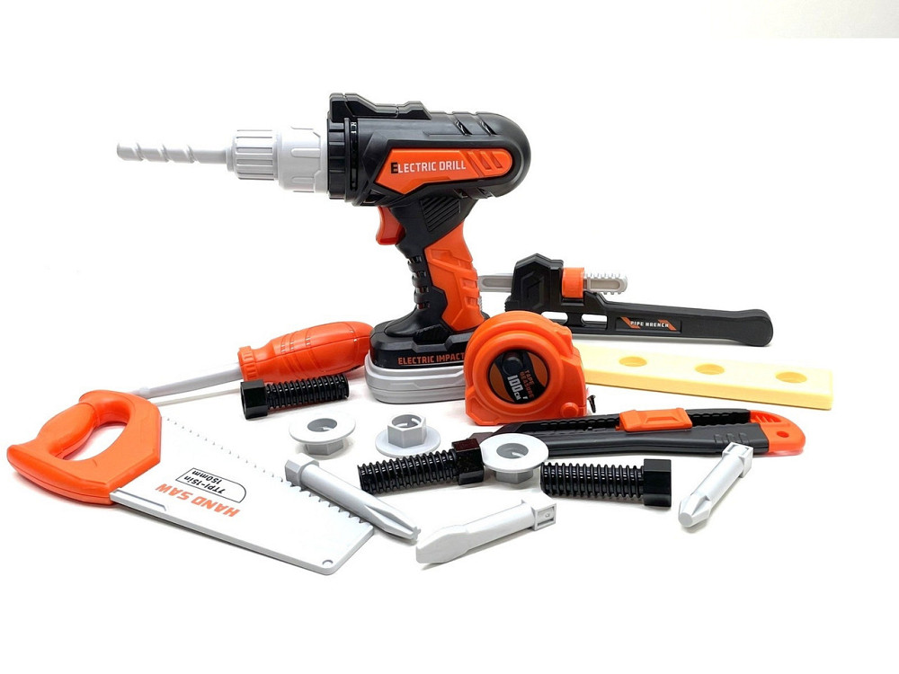 Набір інструментів 17 елементів дриль із спецефектами Чорно-жовтогарячий (778-22) Чернігів - фото 7