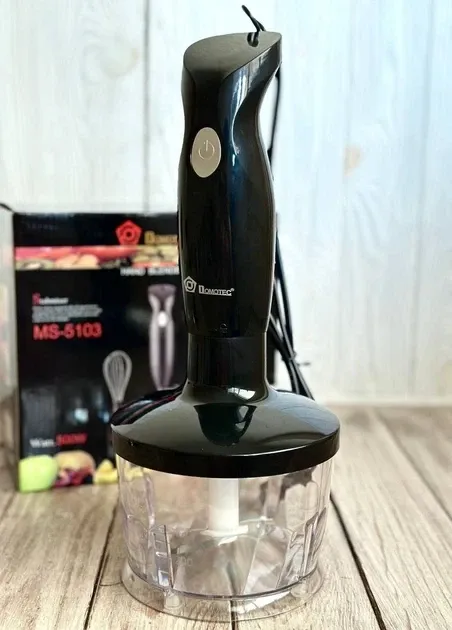 Блендер 3 в 1 Domotec MS-5103 с мини-измельчителем и венчиком, 500 Вт, 0.6 л, 2 скорости, черный Одесса - изображение 14