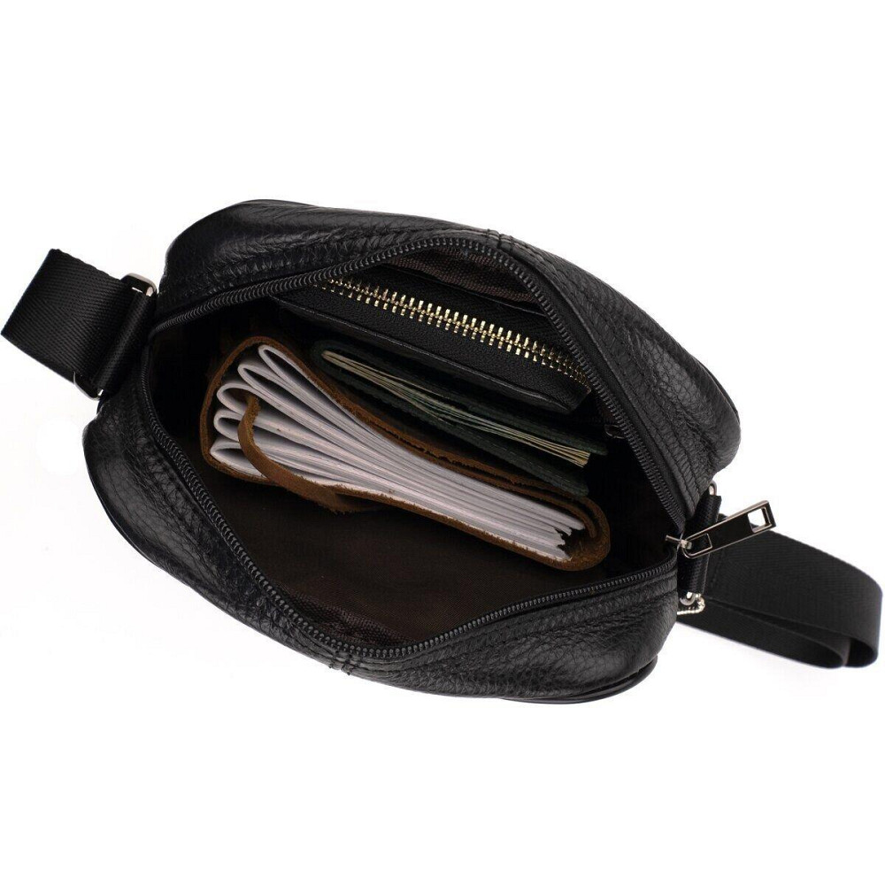 Сумка чоловіча компактна шкіряна Vintage 14909 Чорна Київ - фото 3