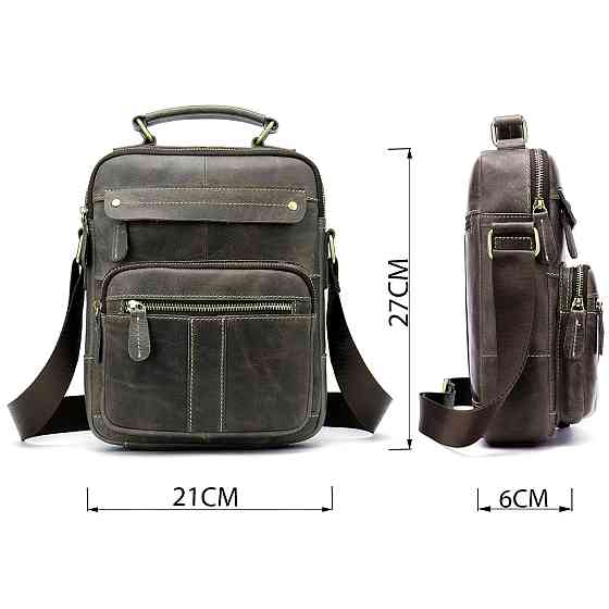 Сумка чоловіча вертикальна шкіряна Vintage 20028 Сіра Київ