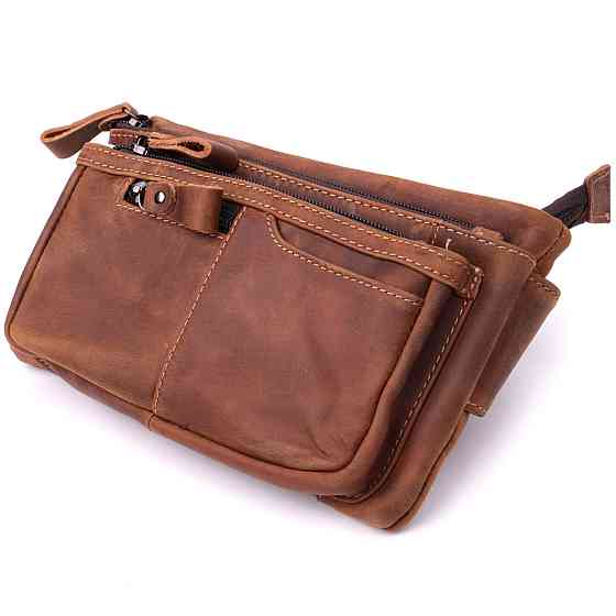 Винтажная бананка для мужчин из натуральной кожи Vintage sale_15104 Коричневый Киев