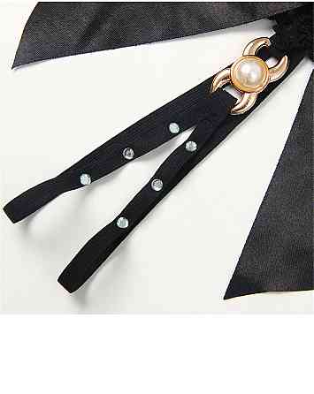 Трусики еротичні з бантом та камінцями one size чорний Київ