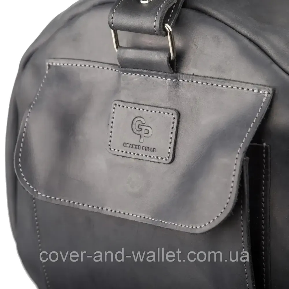 Большая спортивная дорожная сумка из натуральной кожи черного цвета (Баул) Grande Pelle 760110 Киев - изображение 6