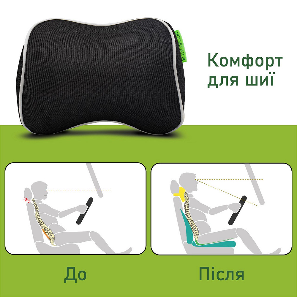 Автомобільний підголівник Comfort Trip AMF 001-3 250x200x100 чорний з білим кантом Дніпро - фото 3