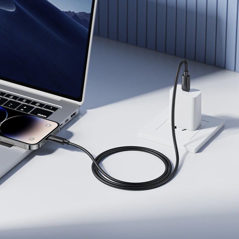 Кабель BOROFONE BX123 Leya PD30W silicone charging data cable iP Black Одеса - фото 5