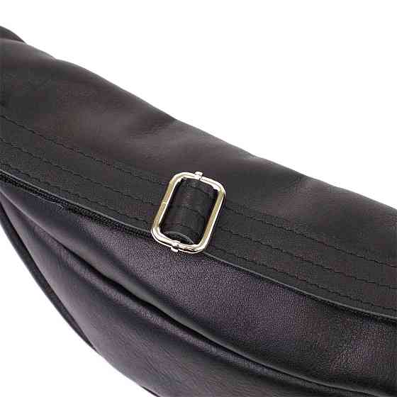 Зручна чоловіча бананка відмінної якості з гладкої натуральної шкіри Shvigel 23143 Чорний Київ