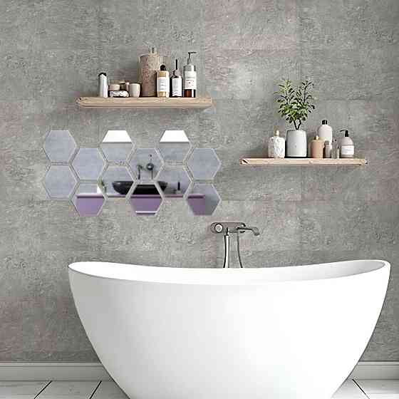 Зеркальный декор акриловый самоклеющийся 125*105мм серебро,12шт (D) SW-00002513 Днепр