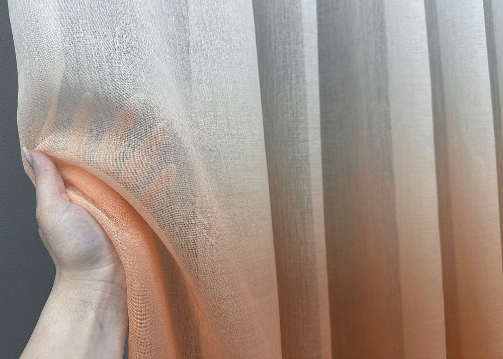 Тюль VR-Textil 577т Растяжка «Омбре» на батисте (под лен) с утяжелителем Терракотовый с белым 300х230 см (42-0697) Киев - изображение 4