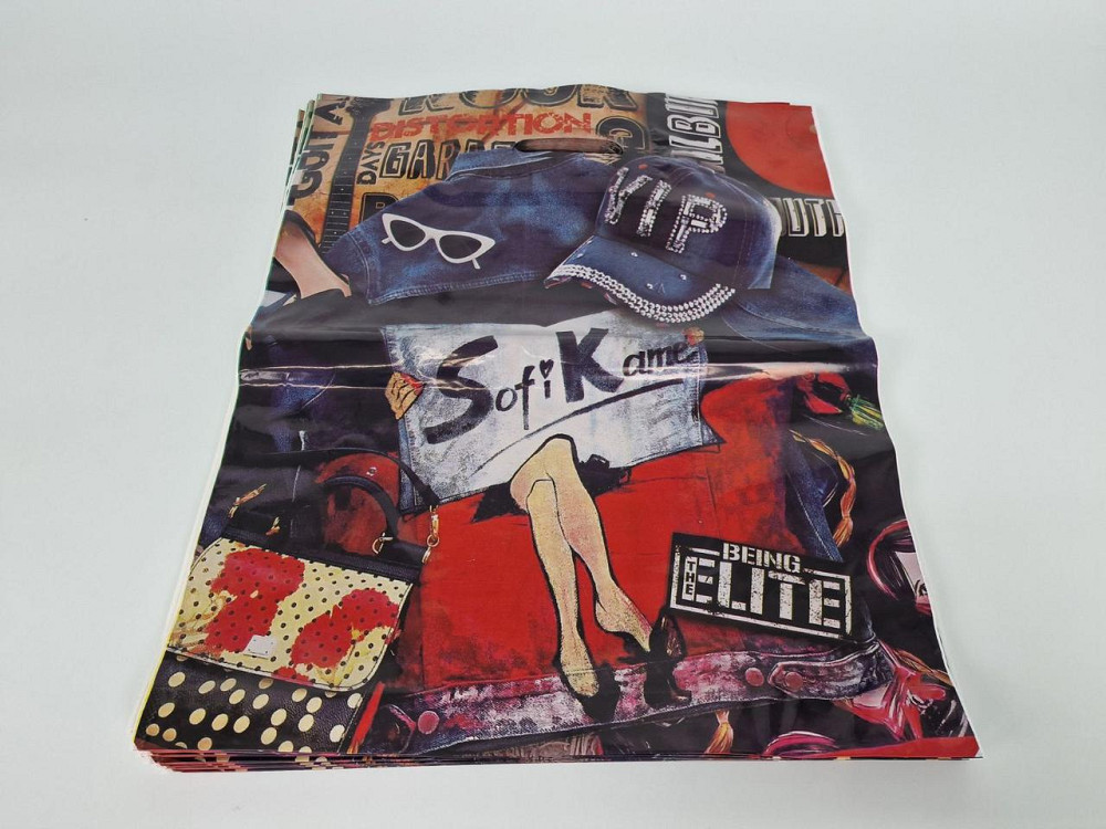 Пакети з вирубаною ручкою (40*48)"Elite "Джинс" Леомі (50 шт.) Харків - фото 1