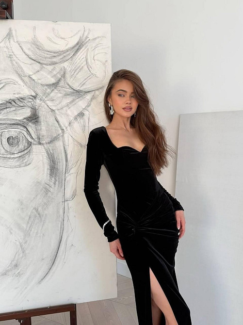 Жіноча приваблива елегантна довга сукня  королівський щільний оксамит Одеса - фото 3