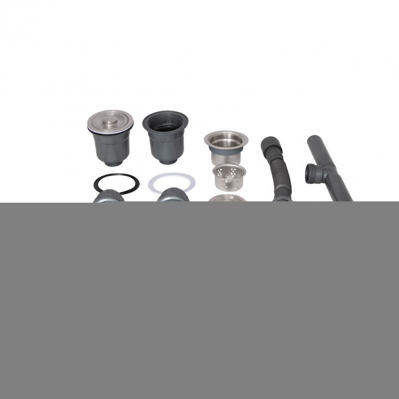 Мойка для кухни с нержавеющей стали на две чаши интегрированная Lidz Handmade H7843 Brushed Black PVD черная Киев - изображение 9